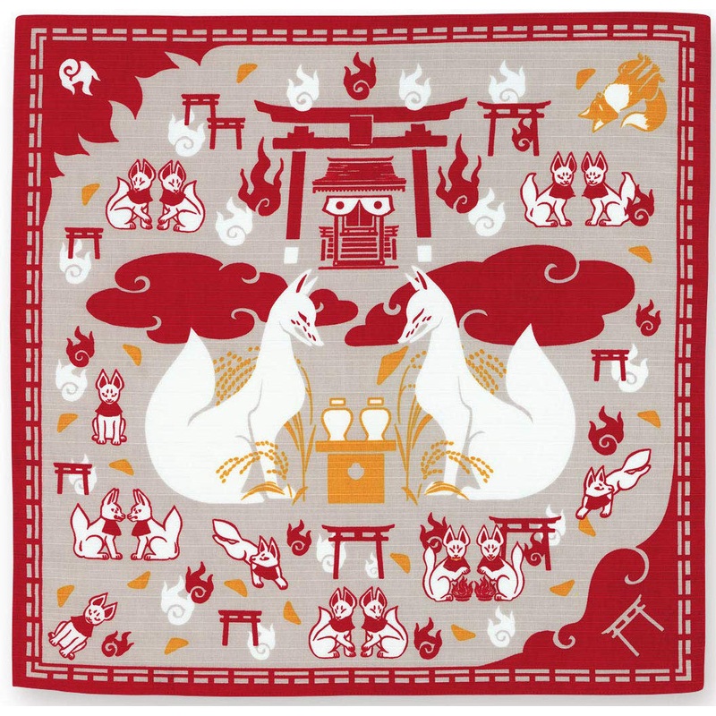 Kenema –  Hyaku Sen Kitsune Inari  Furoshiki 50cm  (Japanese Wrapping Cloth)