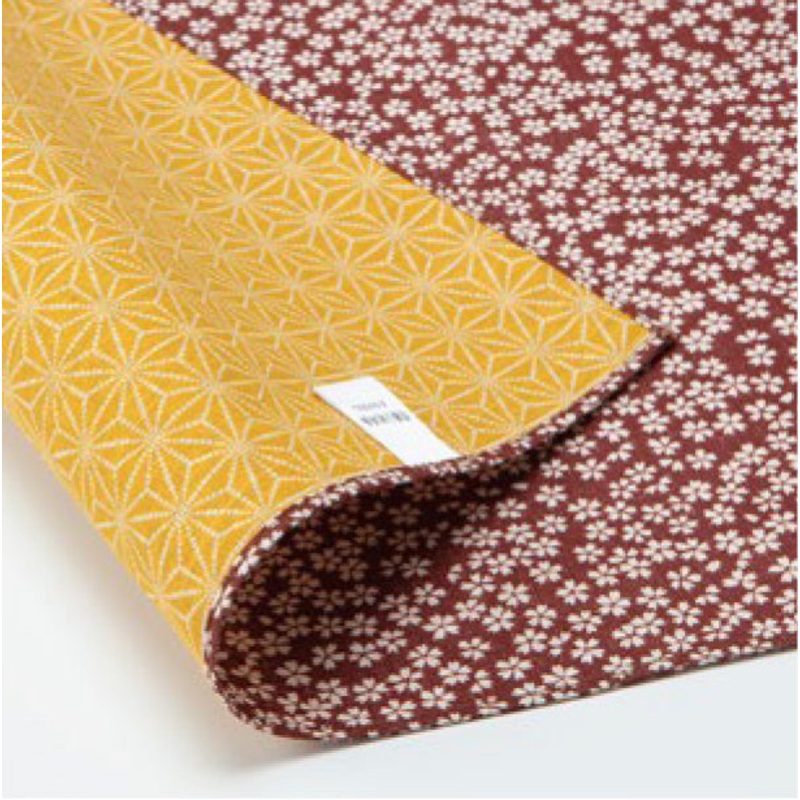 Komon – Double-Sided Dyeing – Kozakura x Asanoha (Broun x Gold Broun)   50 x 50 cm – Furoshiki (Japanese Wrapping Cloth)