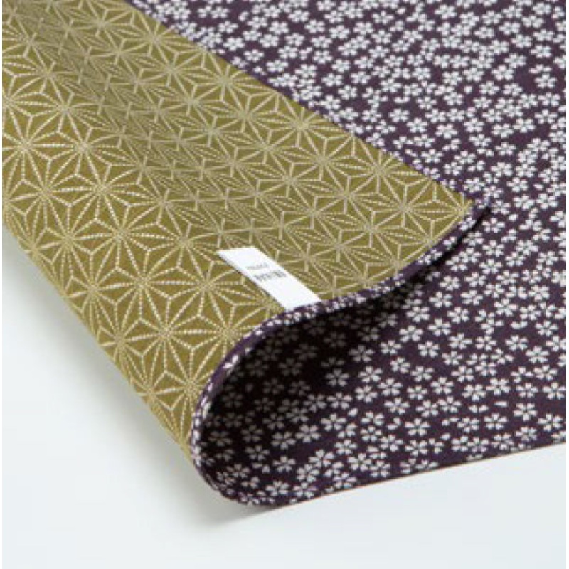 Komon – Double-Sided Dyeing – Kozakura x Asanoha (Purple x Rikyu)  50 x 50 cm – Furoshiki (Japanese Wrapping Cloth)