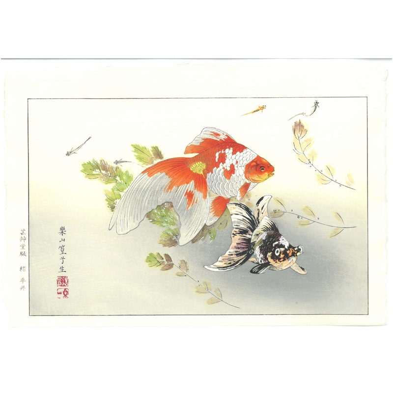 Tsuchiya Rakuzan – Kingyo ni Medaka (Goldfish with Medaka) – Free Shipping