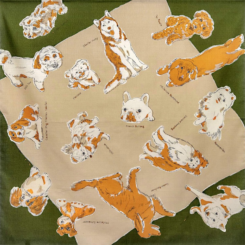 Asayama Misato – Dogs  97 x 97 cm Furoshiki (Japanese Wrapping Cloth)