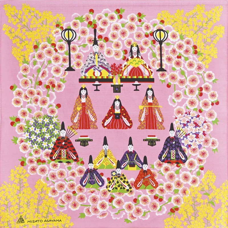 Asayama Misato – Hina matsuri () 50 x 50 cm Furoshiki (Japanese Wrapping Cloth)