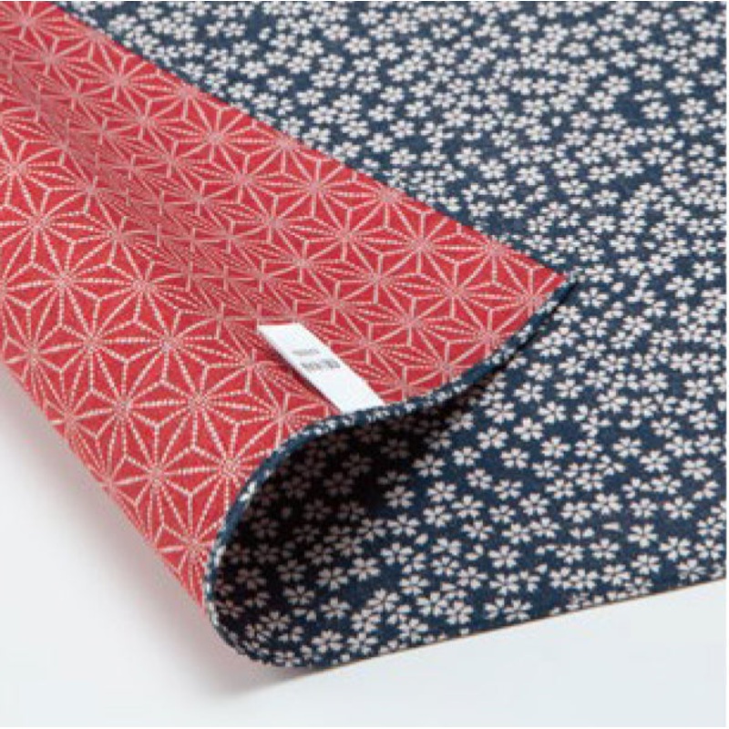 Copy of Komon – Double-Sided Dyeing – Kozakura x Asanoha (Blue x Red)  105 x 105 cm  – Furoshiki (Japanese Wrapping Cloth)