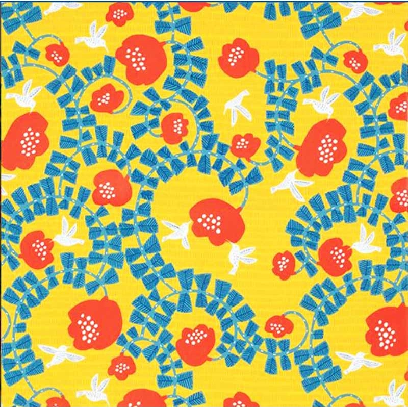 Kata Kata – Hachidori (Hummingbird) Yellow   –  Furoshiki   70 x 70 cm