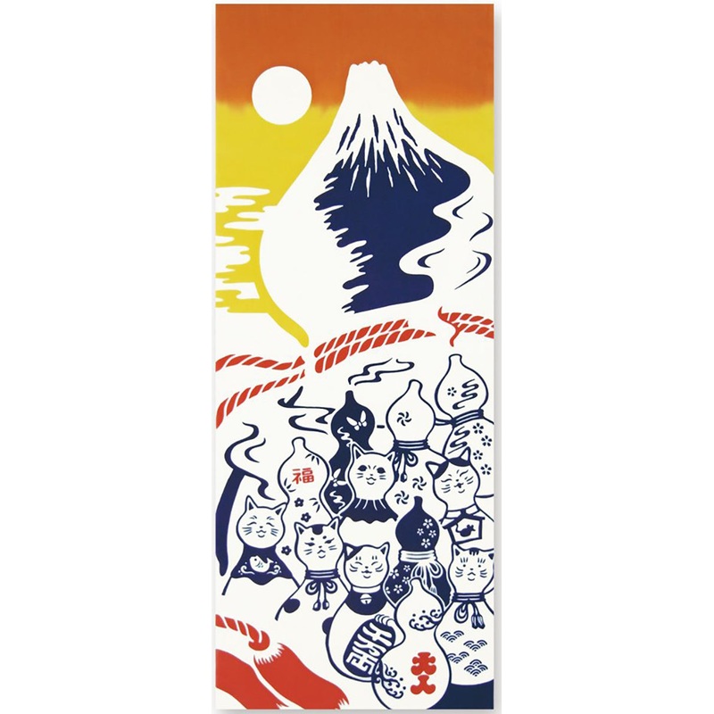 Kenema  – Hyotanneko to fujisan  () (The dyed Tenugui)- Japanese traditional Tenugui