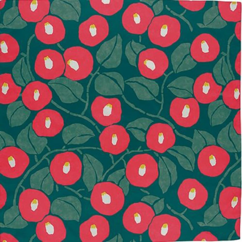 Takehisa Yumeji – Aqua Drop (Water repellent finish)  – Tsubaki Moss Green     () – Furoshiki   100 x 100 cm