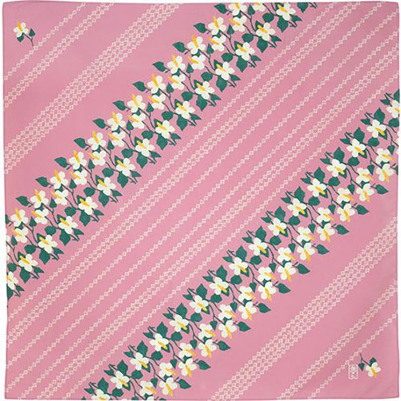 Takehisa Yumeji –  Aqua Drop (Water repellent finish)  – Yotsuba Dokudami Pink   ()- Furoshiki   70 x 70 cm