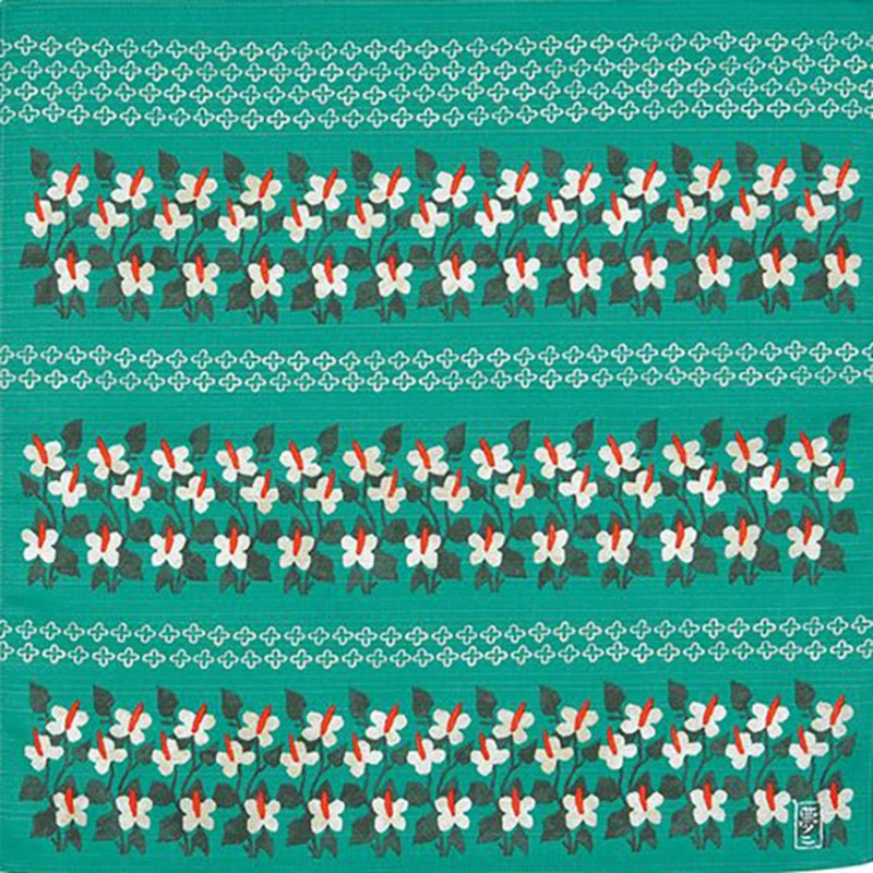Takehisa Yumeji – Totsuba to Dokudami Green    – Furoshiki 48 x 48 cm