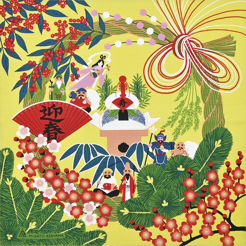 Asayama Misato – New Year’s Day () 50 x 50 cm Furoshiki (Japanese Wrapping Cloth)