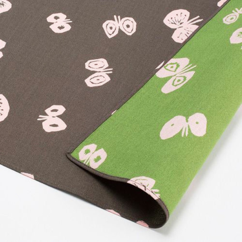 Cho Musubi – hana hane charcoal/light green – Double Sided Dyeing  GA  hana hane / – Furoshiki 50 x 50 cm