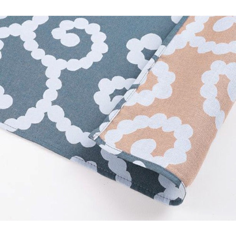 Cho Musubi – karakusa Blue/Beige  – Double Sided Dyeing  karakusa /  – Furoshiki 50 x 50 cm