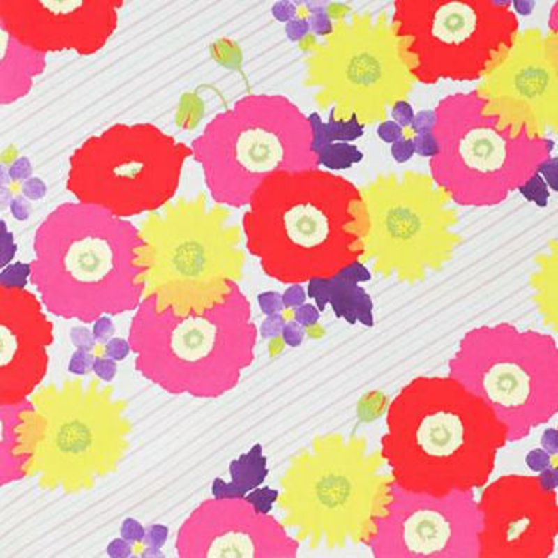 Cohare  – flower stripe gray (flower  ) – Furoshiki   45 x 45 cm