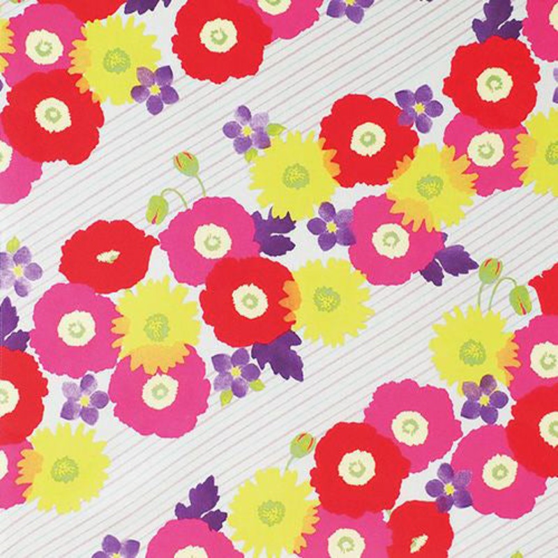 Cohare  – flower stripe gray (flower  ) – Furoshiki   70 x 70 cm