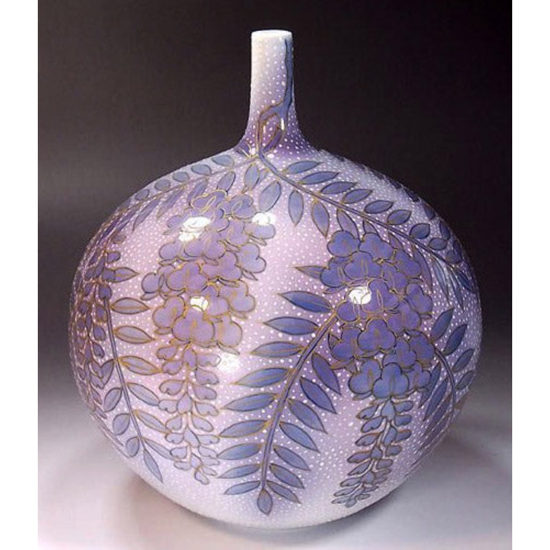 Copy of Fujii Kinsai Arita Japan – Kinsai washizome Wisteria Vase 25.20 cm – Free Shipping