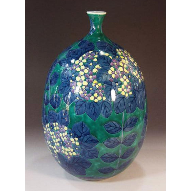 Fujii Kinsai Arita Japan – Somenishiki Agisai (Hydrangea) Vase 27.50 cm – Free Shipping