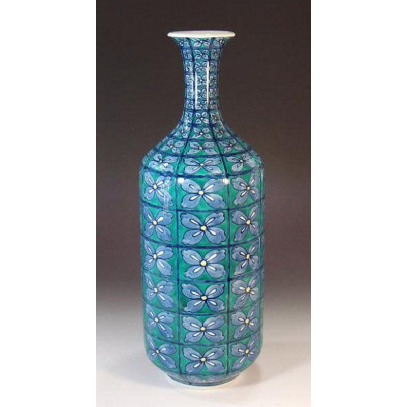 Fujii Kinsai Arita Japan – Somenishiki Hanaji Monyou kazari Vase 34.50 cm – Free Shipping