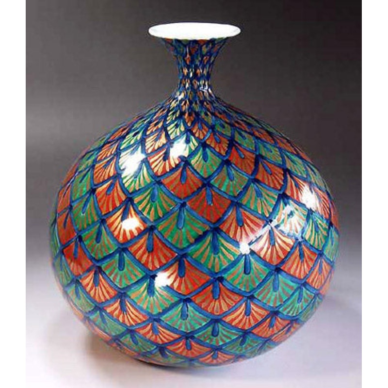 Fujii Kinsai Arita Japan -Somenishiki Kinsai Amime Monyo Vase 24.50 cm – Free Shipping