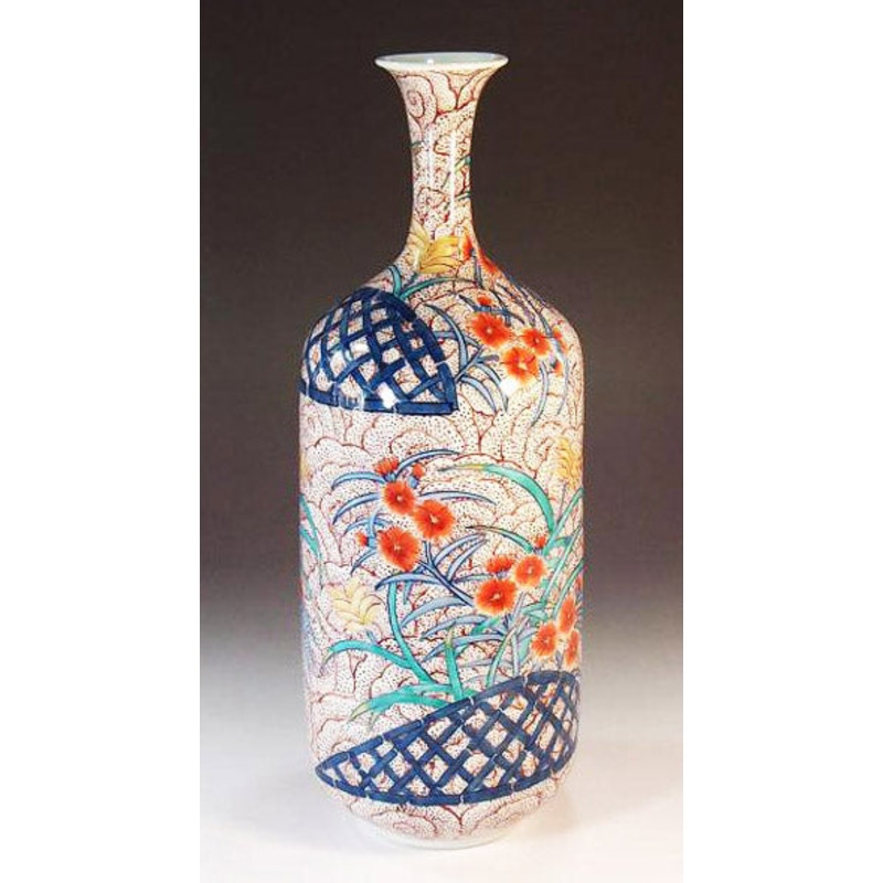Fujii Kinsai Arita Japan – Somenishiki Shuun Nadeshiko Vase 31.80 cm – Free Shipping