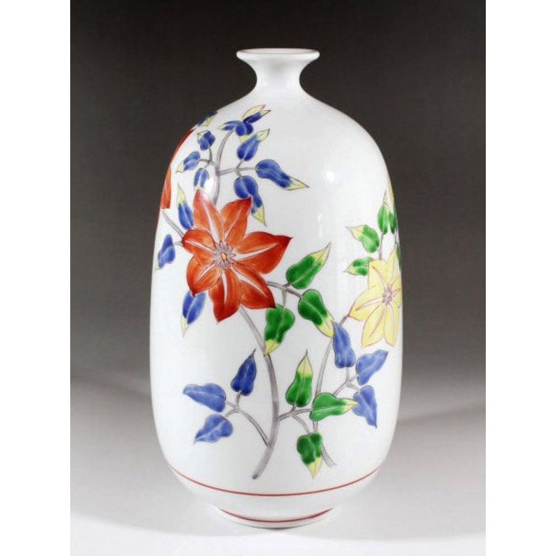 Fujii Kinsai Arita Japan – Somenishiki tessen hanaekazari kabin  Vase 22.50 cm – Free Shipping