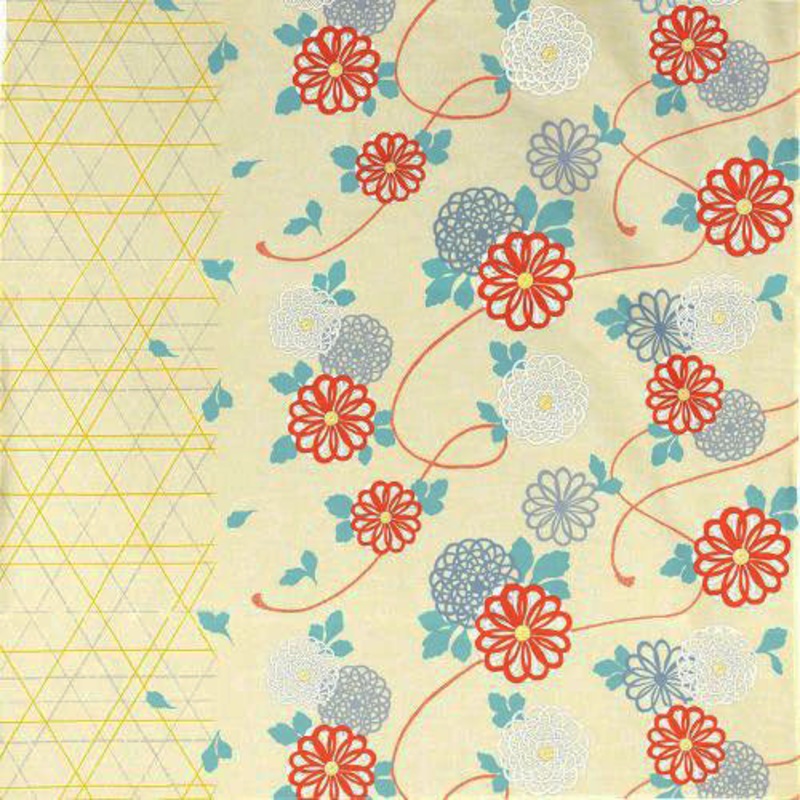 Hare tsutsumi – Chrysanthemum Yellow Furoshiki   (Japanese Wrapping Cloth)  145 x 145 cm