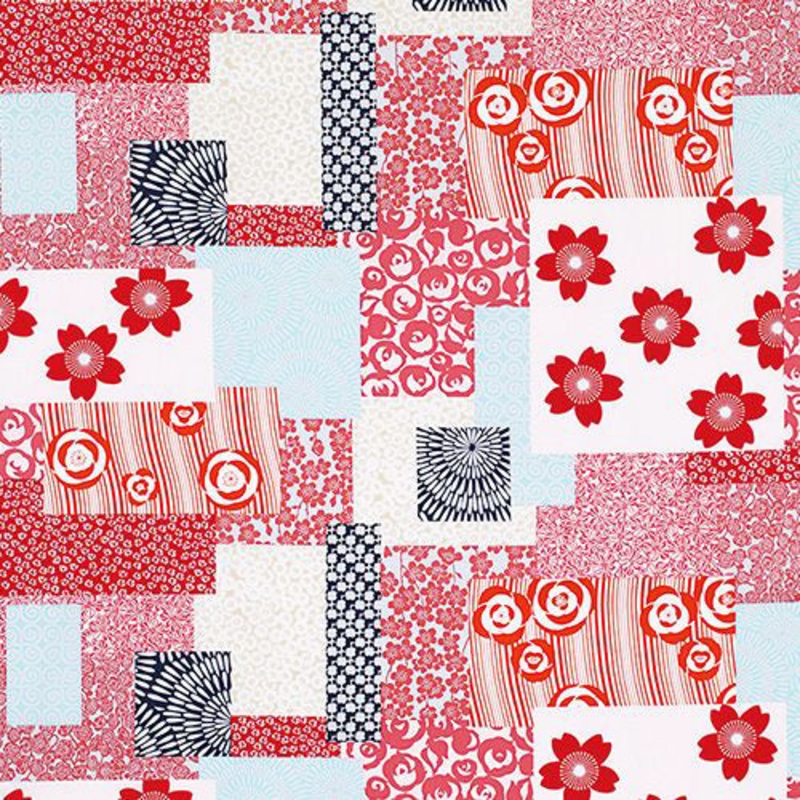 Hare tsutsumi – Hanazukushi Red Furoshiki   (Japanese Wrapping Cloth)  145 x 145 cm