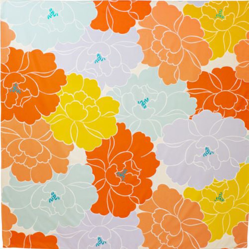 Himemusubi – Aqua Drop (Water repellent finish)  Botan  (peony)    Orange – Furoshiki   100 x 100 cm