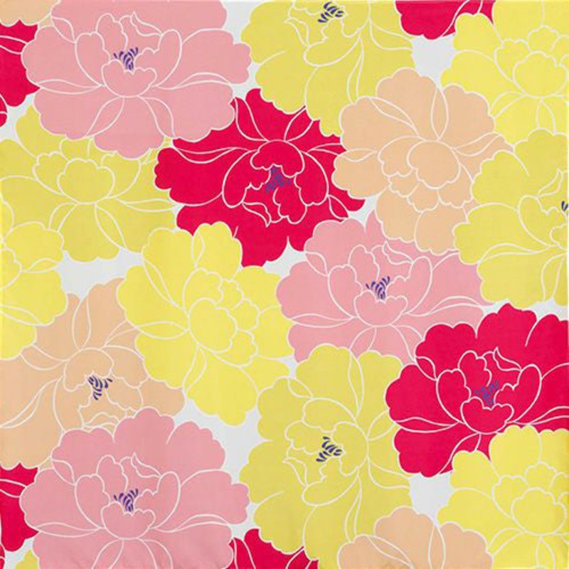 Himemusubi – Aqua Drop (Water repellent finish)  Botan  (peony)    Rose – Furoshiki   100 x 100 cm