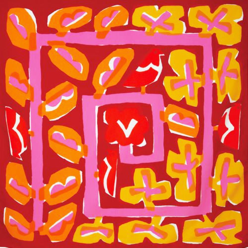 Suzuki Masaru – Aqua Drop (Water repellent finish)  – FLOWER BED red   ()- Furoshiki   100 x 100 cm