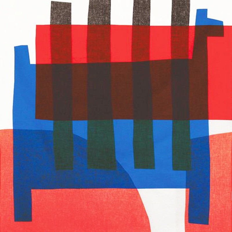 Suzuki Masaru – (Double Face)   STRIPE HORSE   blue red – Furoshiki   100 x 100 cm