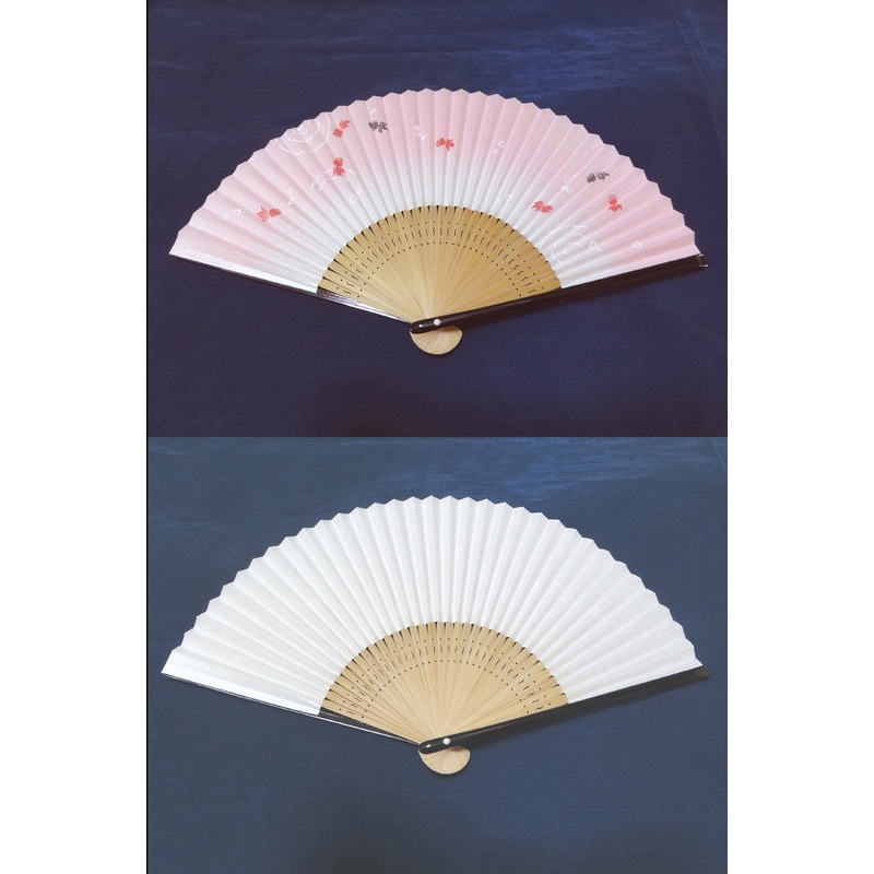 Traditional handcrafted Kyoto Ladies’ Sensu – #224 Goldfish – Pink