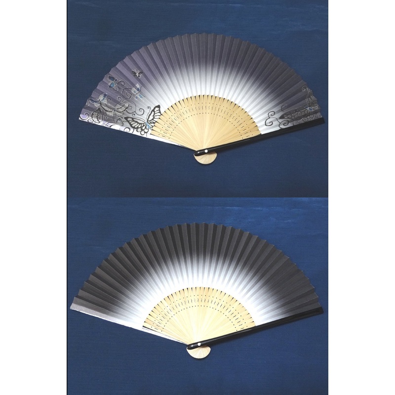 Traditional handcrafted Kyoto Ladies’ Sensu – #227 Blue Butterfly – Purple