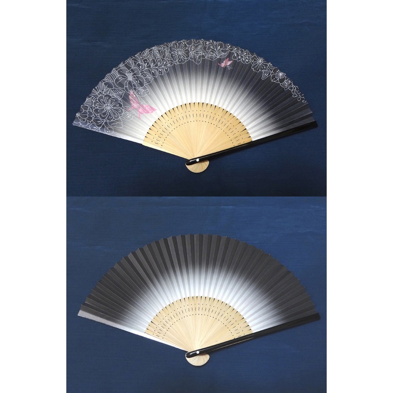Traditional handcrafted Kyoto Ladies’ Sensu – #231 Butterfly – Black