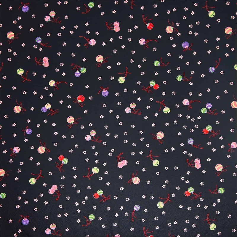 Eco Cloth    –  Bell and cherry blossoms     – Furoshiki   70 x 70 cm