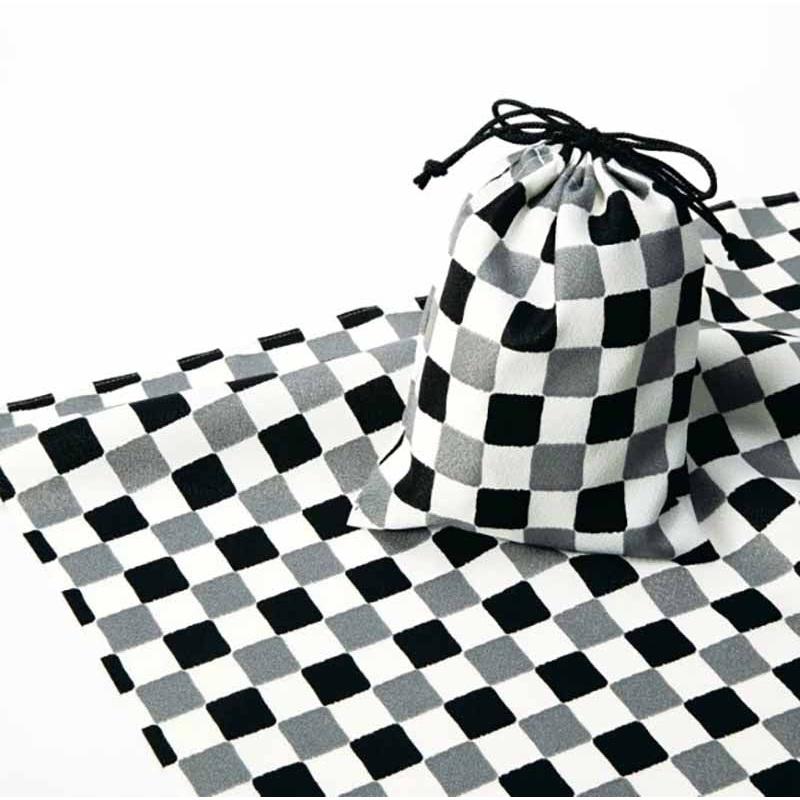 Eco ClothFuroshiki and Drawstring Bag Set – Ichimatsu    – Furoshiki   70 x 70 cm