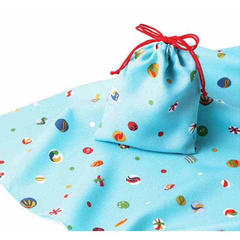 Eco ClothFuroshiki and Drawstring Bag Set –  marbles   – Furoshiki   70 x 70 cm