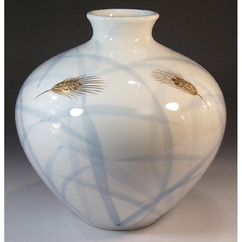 Fujii Kinsai Arita Japan – Somenishiki Kinsai Inaho (Ear of rice) Vase 21.00 cm – Free Shipping