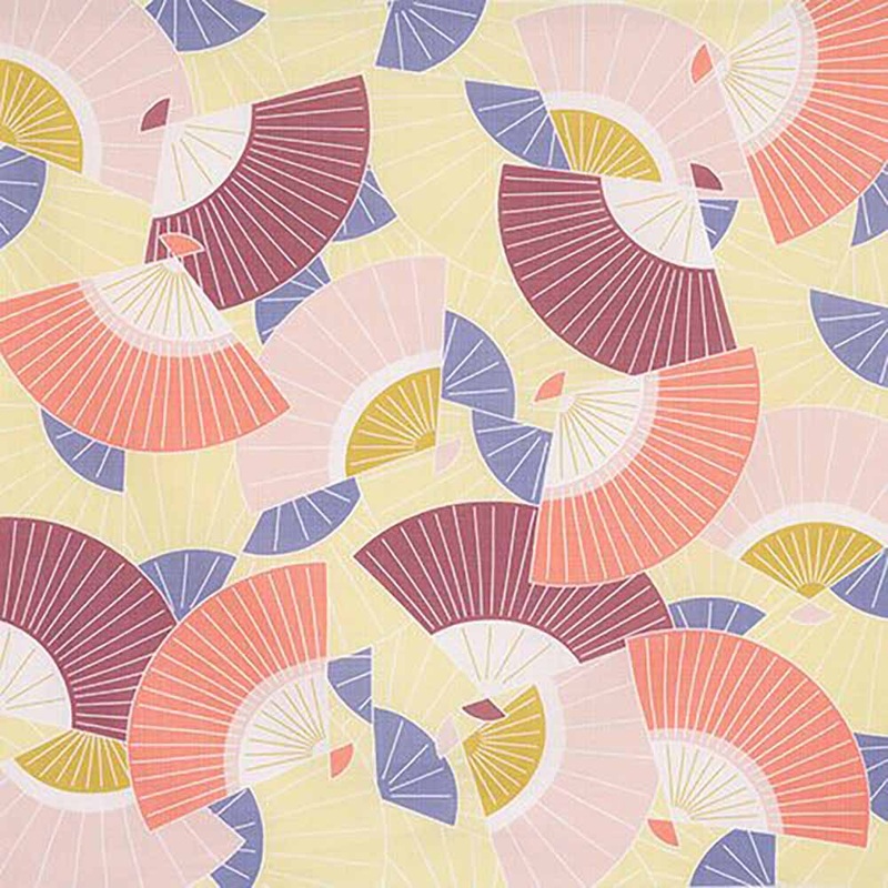 Himemusubi – Fan (lemon yellow)     – Furoshiki   70 x 70 cm