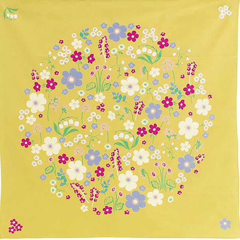 Himemusubi – Flower garden champagne yellow  – Furoshiki   100 x 100 cm