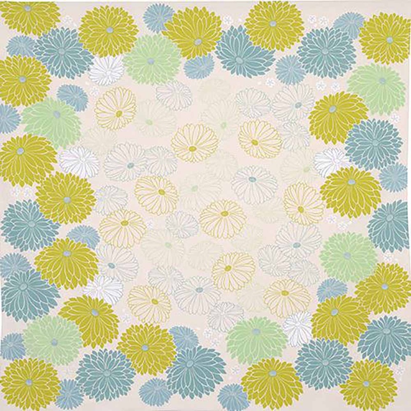 Himemusubi – Kiku  (chrysanthemum)     Yellow – Furoshiki   100 x 100 cm
