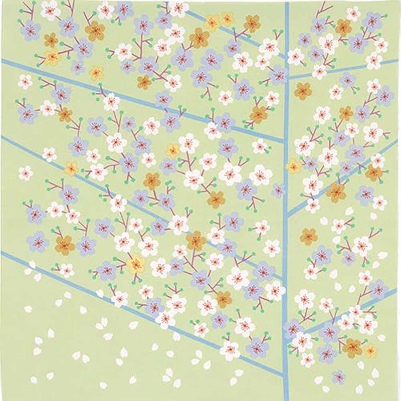 Himemusubi – Sakura    (Green)  – Furoshiki   50 x 50 cm