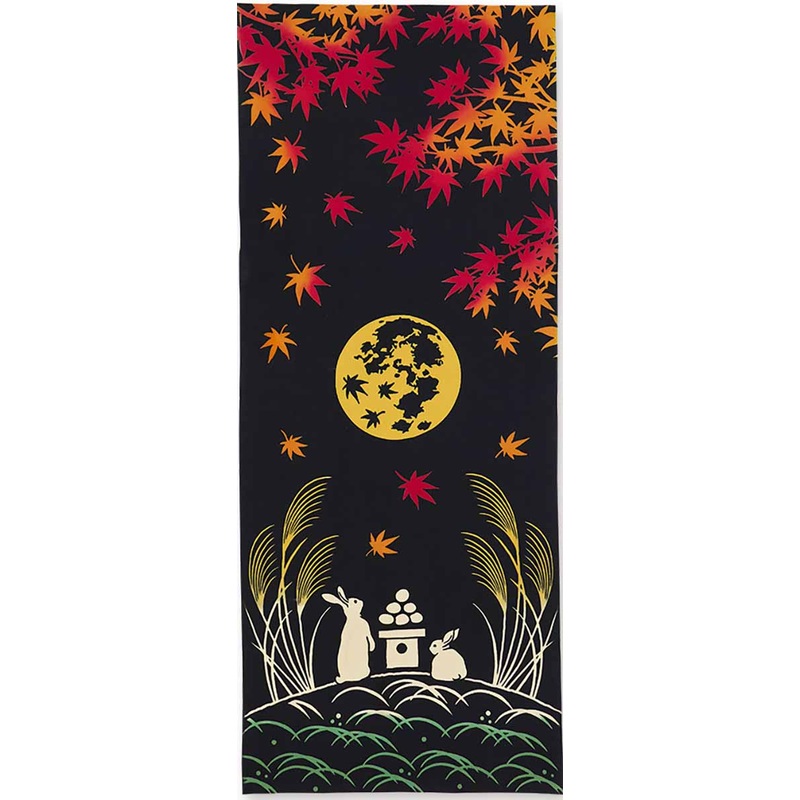 Kenema  –  Koyou no Meigetsu     ( Autumn leaves and harvest moon)   (The dyed Tenugui)
