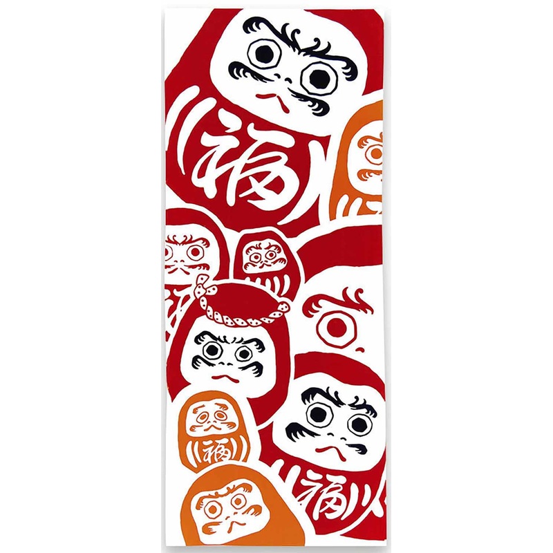 Kenema –  Lucky Daruma (The dyed Tenugui) – Japanese traditional Tenugui