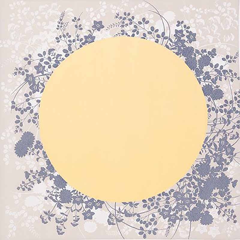 Koetsu Chirimen Yuzen – Moon and flowers       – Furoshiki  70 x 70 cm