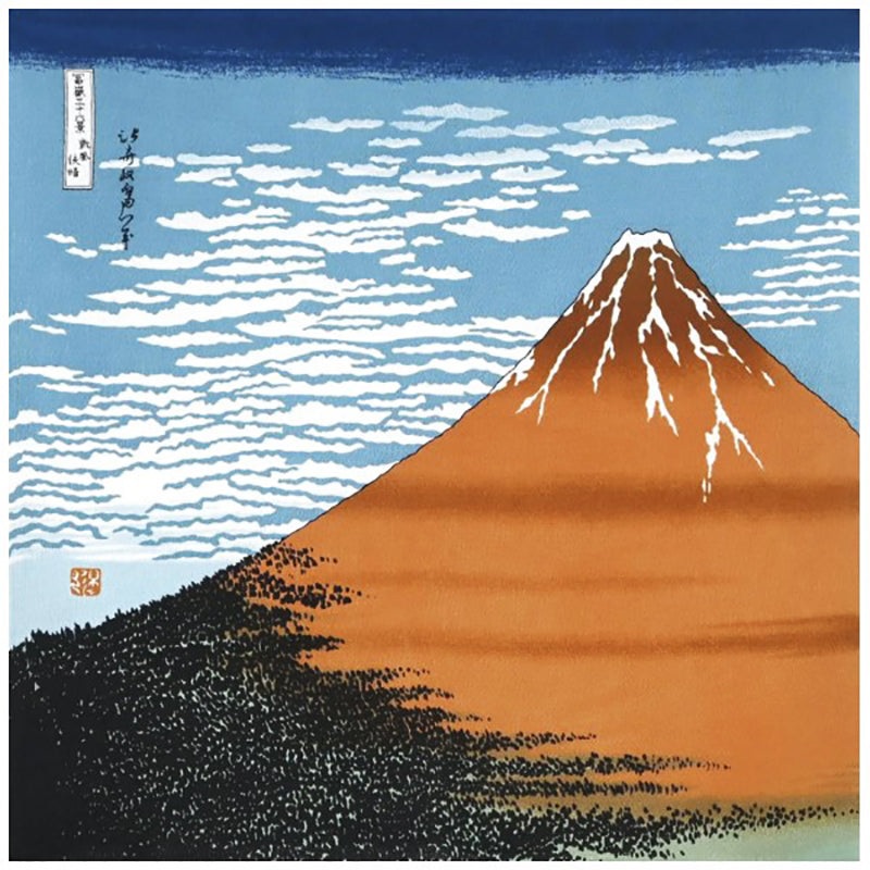 Chirimen Furoshiki – Hokusai  Akafuji   – Furoshiki (Japanese Wrapping Cloth)68 x 68 cm