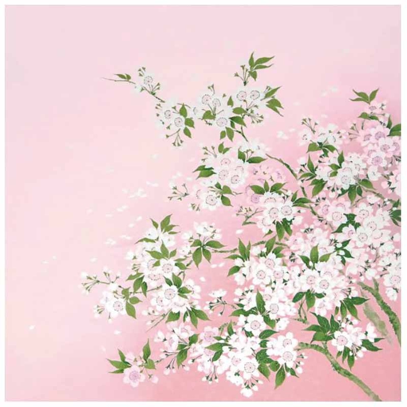 Chirimen Sansaku Furoshiki 100% silk  – Eda Sakura    – Furoshiki (Japanese Wrapping Cloth)68 x 68 cm