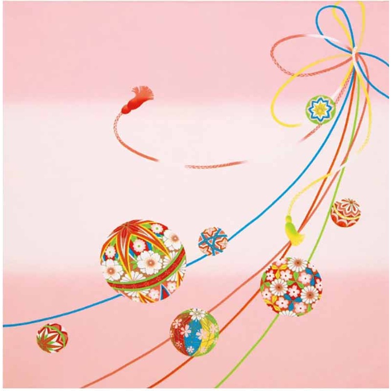 Chirimen Sansaku Furoshiki 100% silk  – Marihimo   – Furoshiki (Japanese Wrapping Cloth)68 x 68 cm