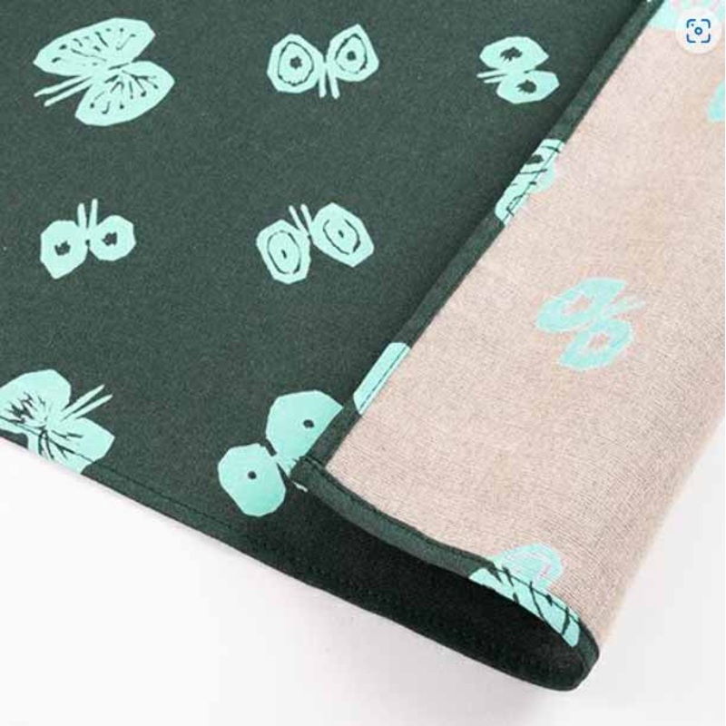 Cho Musubi – hana hane dark green/beige  – Double Sided Dyeing  hana hane / – Furoshiki 50 x 50 cm