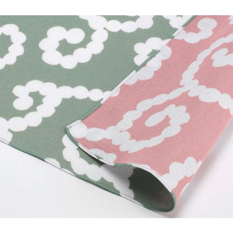 Cho Musubi – karakusa  Moss green/light pink – Double Sided Dyeing  – karakusa / – Furoshiki 50 x 50 cm