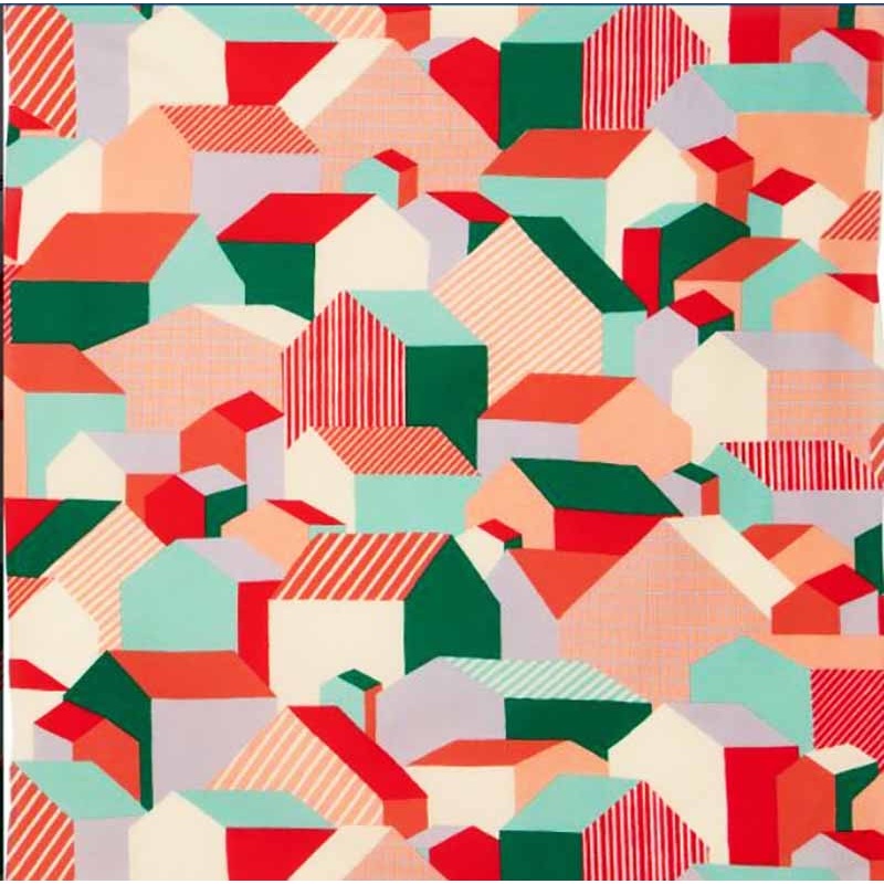 Cohare  –  Home  Green Red  (  ) – Furoshiki   70 x 70 cm