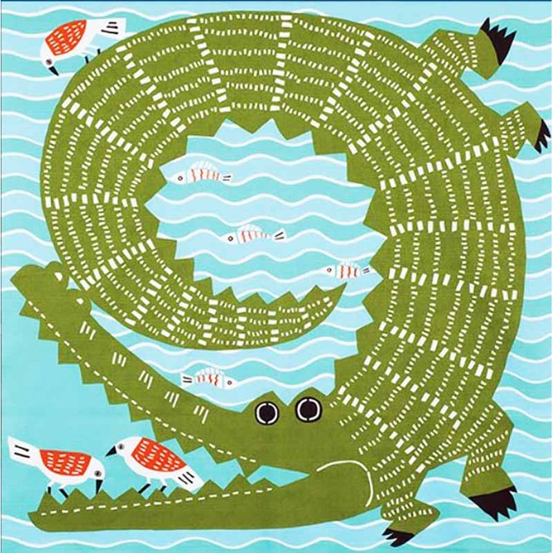 Kata Kata –  Crocodile Blue ( ) – Furoshiki   100 x 100 cm